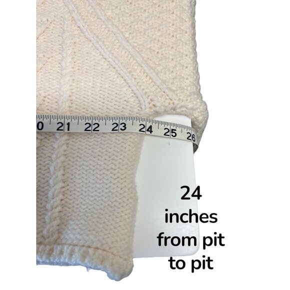 Black Palms The Label Cream Cable Knit Wool Turtleneck Sweater Women’s Small 100 - Picture 5 of 6